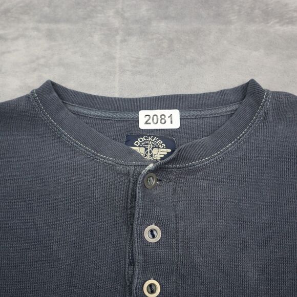 Dockers Shirt Mens L Blue Henley Sweater Long Sleeve Casual Preppy - Picture 8 of 16